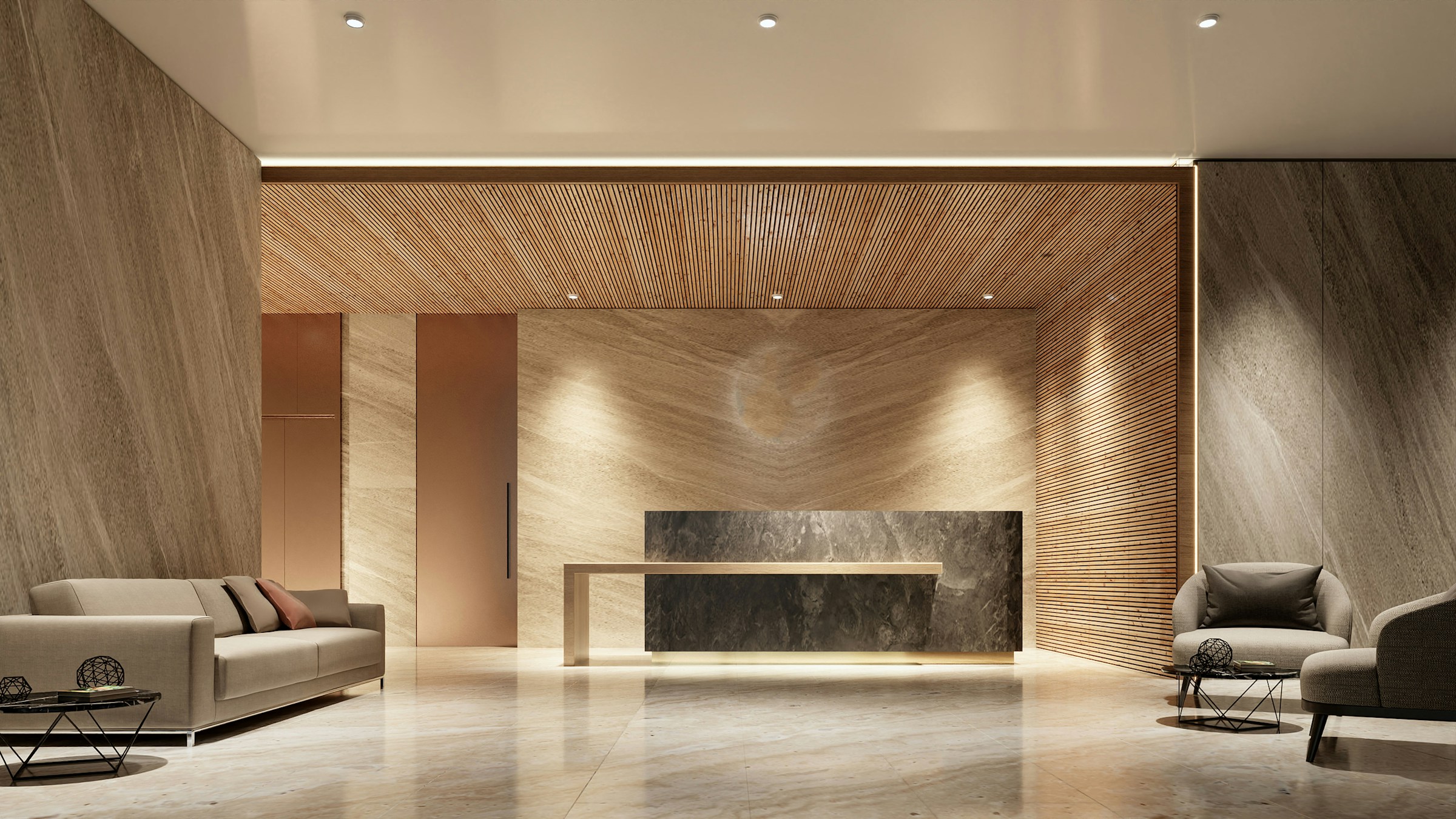 Modern commercial office lobby maintained by D&D Pro Cleaning Services